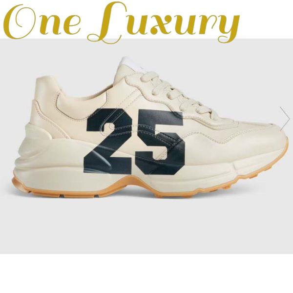 Replica Gucci Unisex GG Rhyton Sneaker ’25’ Ivory Demetra Rubber Sole 5 Cm Heel