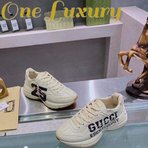 Replica Gucci Unisex GG Rhyton Sneaker ’25’ Ivory Demetra Rubber Sole 5 Cm Heel 5