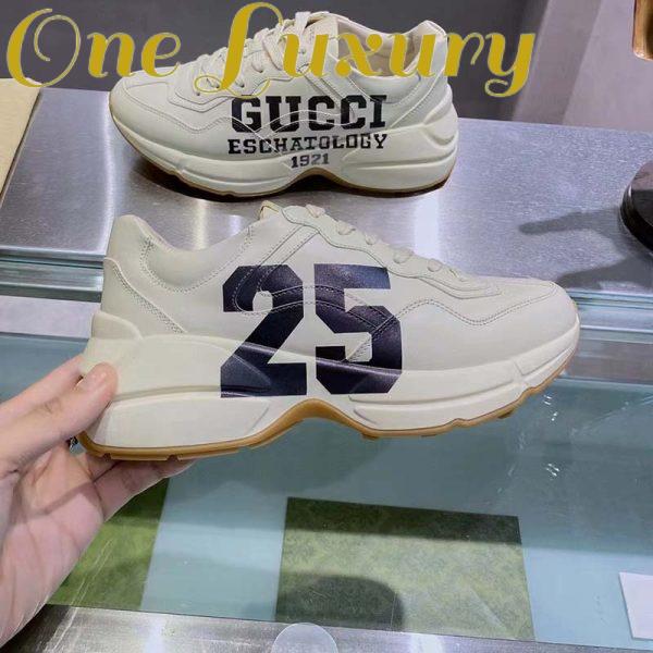 Replica Gucci Unisex GG Rhyton Sneaker ’25’ Ivory Demetra Rubber Sole 5 Cm Heel 6