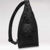 Replica Louis Vuitton LV Unisex Duo Slingbag Black Calf Leather Removable Zipped Pouch