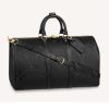 Replica Louis Vuitton LV Unisex Keepall Bandoulière 45 Bag Black Cowhide Leather