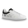 Replica Louis Vuitton LV Unisex Luxembourg Sneaker in White Grained Calf Leather-Black