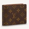 Replica Louis Vuitton LV Unisex Multiple Wallet Brown Coated Canvas Cowhide Leather
