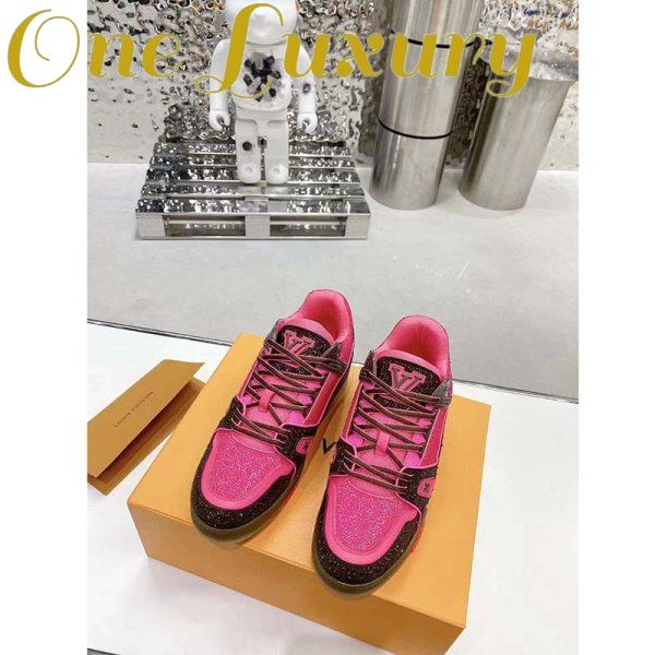 Replica Louis Vuitton LV Unisex Trainer Sneaker Pink Strass Rubber Initials Monogram Flowers 4