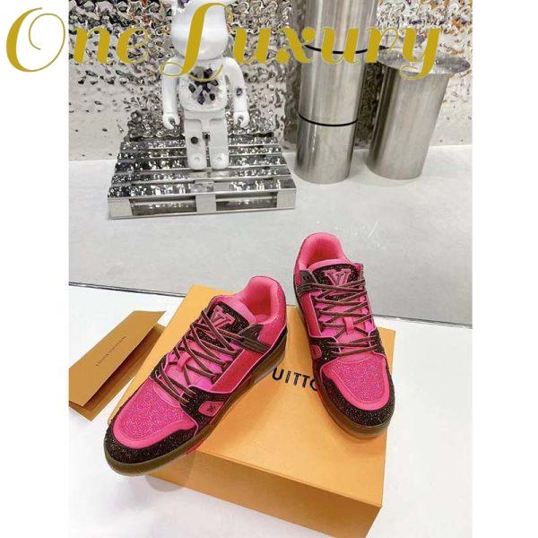 Replica Louis Vuitton LV Unisex Trainer Sneaker Pink Strass Rubber Initials Monogram Flowers 5