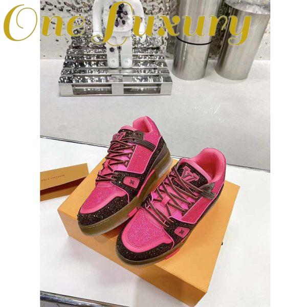 Replica Louis Vuitton LV Unisex Trainer Sneaker Pink Strass Rubber Initials Monogram Flowers 6
