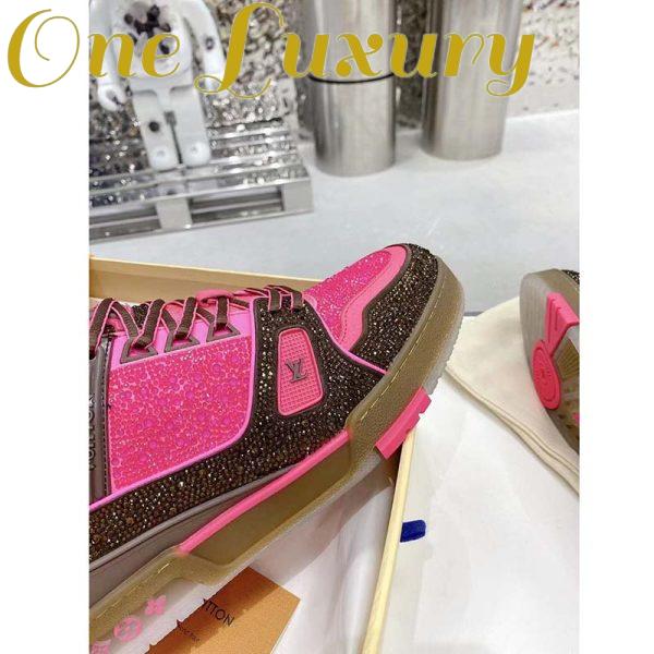 Replica Louis Vuitton LV Unisex Trainer Sneaker Pink Strass Rubber Initials Monogram Flowers 9