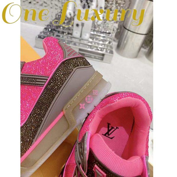Replica Louis Vuitton LV Unisex Trainer Sneaker Pink Strass Rubber Initials Monogram Flowers 11