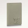Replica Louis Vuitton LV Unisex Pocket Organizer Sage Cowhide Leather 3 Card Slots