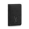 Replica Louis Vuitton LV Unisex Pocket Organizer Wallet in Taurillon Leather-Black