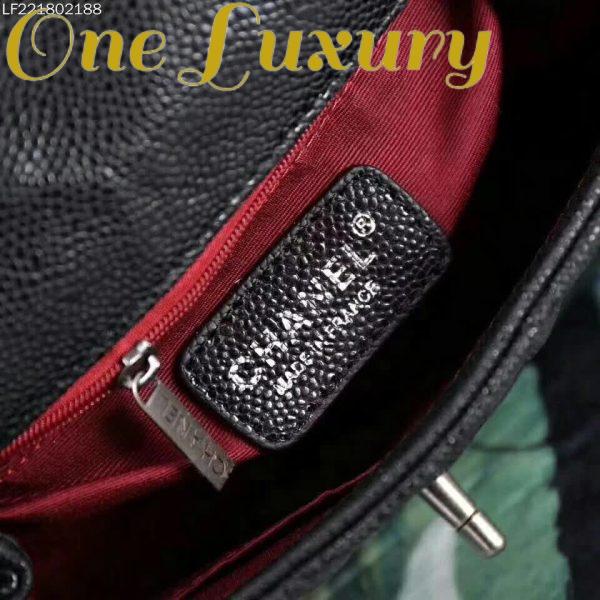 Replica Chanel Coco Caviar Lizard Quilted Mini Flap Bag with Top-Handle-Black 9