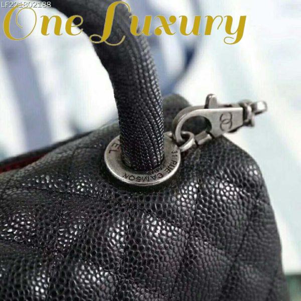 Replica Chanel Coco Caviar Lizard Quilted Mini Flap Bag with Top-Handle-Black 10