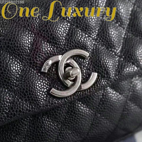 Replica Chanel Coco Caviar Lizard Quilted Mini Flap Bag with Top-Handle-Black 11
