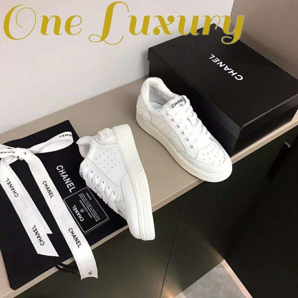 Replica Chanel Women Sneakers Calfskin White 4
