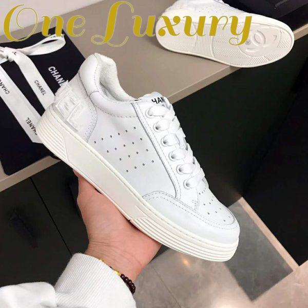 Replica Chanel Women Sneakers Calfskin White 6