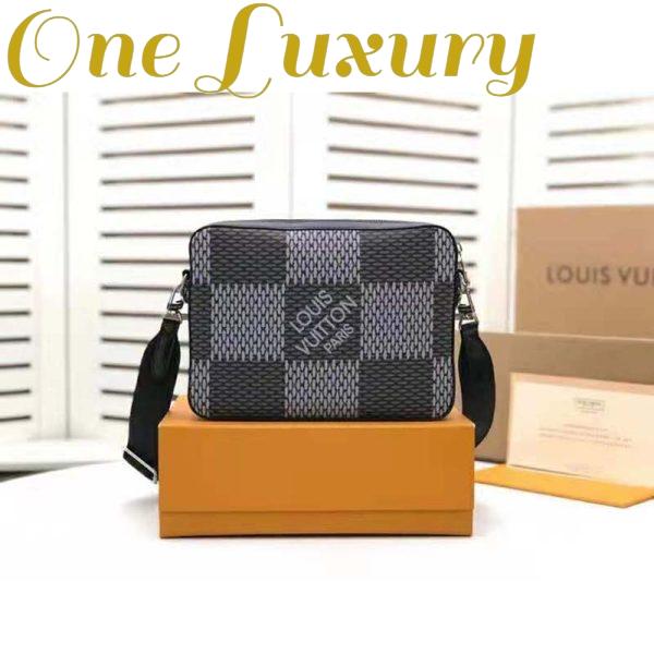 Replica Louis Vuitton LV Unisex Trio Messenger Bag Gray Damier Graphite 3D Coated Canvas 5