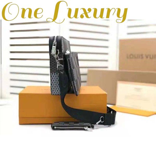Replica Louis Vuitton LV Unisex Trio Messenger Bag Gray Damier Graphite 3D Coated Canvas 6