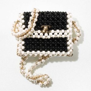 Replica Chanel Women CC Small Evening Bag Imitation Glass Pearls Gold-Tone Metal Black
