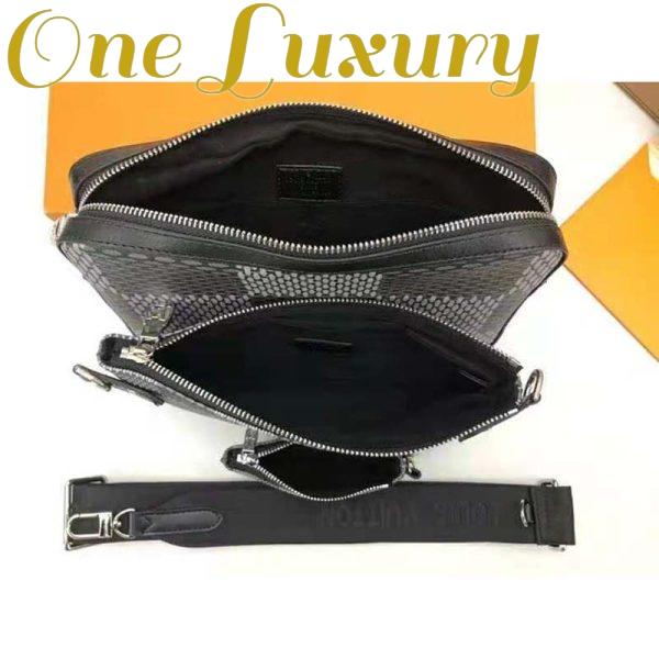 Replica Louis Vuitton LV Unisex Trio Messenger Bag Gray Damier Graphite 3D Coated Canvas 7