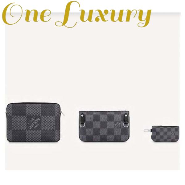 Replica Louis Vuitton LV Unisex Trio Messenger Bag Gray Damier Graphite 3D Coated Canvas 12