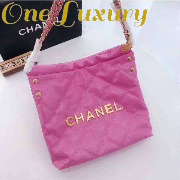 Replica Chanel Women 22 Small Handbag Shiny Calfskin & Gold-Tone Metal Pink 3