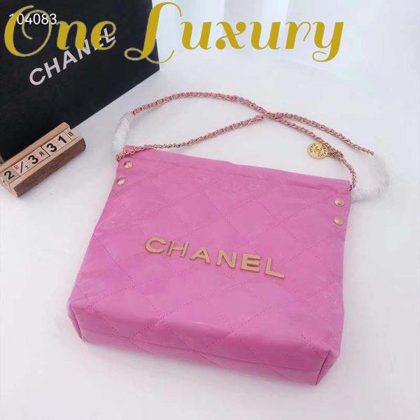 Replica Chanel Women 22 Small Handbag Shiny Calfskin & Gold-Tone Metal Pink 4