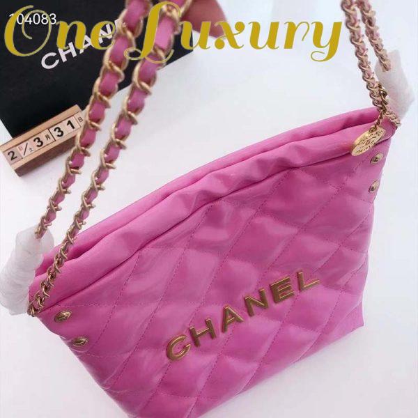 Replica Chanel Women 22 Small Handbag Shiny Calfskin & Gold-Tone Metal Pink 5