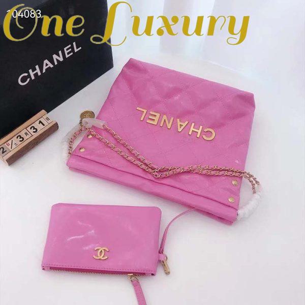Replica Chanel Women 22 Small Handbag Shiny Calfskin & Gold-Tone Metal Pink 6