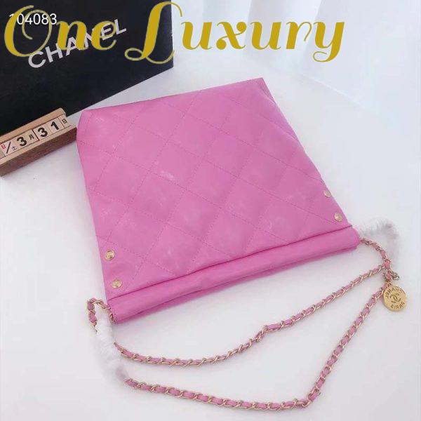 Replica Chanel Women 22 Small Handbag Shiny Calfskin & Gold-Tone Metal Pink 7