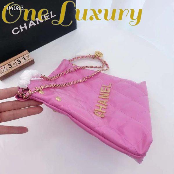 Replica Chanel Women 22 Small Handbag Shiny Calfskin & Gold-Tone Metal Pink 8