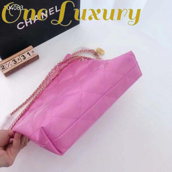 Replica Chanel Women 22 Small Handbag Shiny Calfskin & Gold-Tone Metal Pink 9