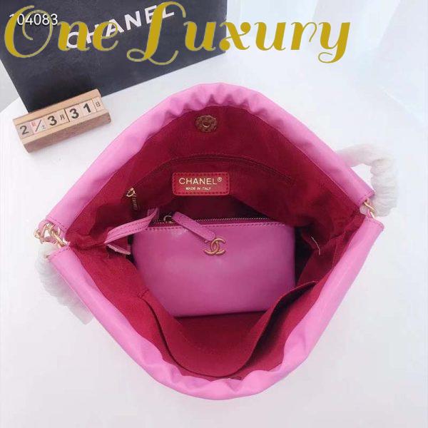 Replica Chanel Women 22 Small Handbag Shiny Calfskin & Gold-Tone Metal Pink 10