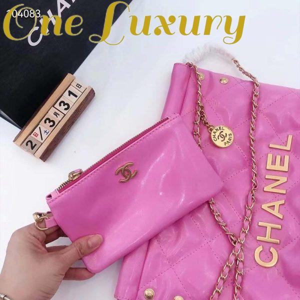 Replica Chanel Women 22 Small Handbag Shiny Calfskin & Gold-Tone Metal Pink 11