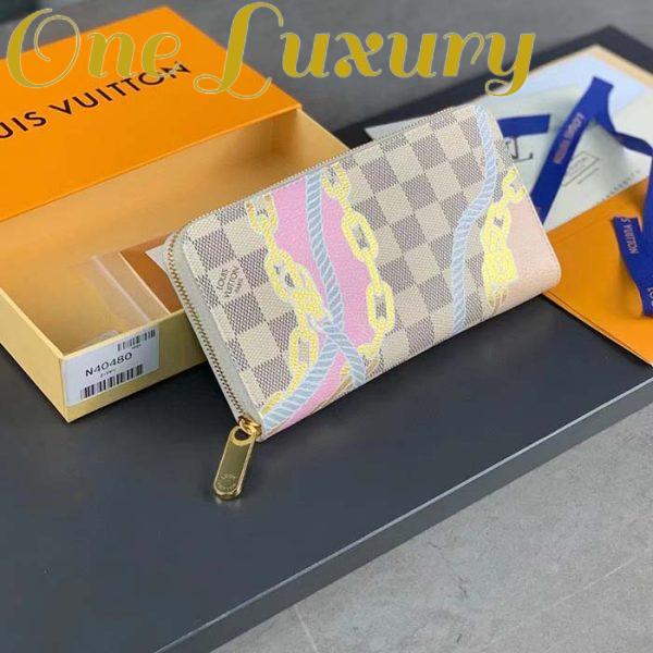 Replica Louis Vuitton LV Unisex Zippy Wallet Damier Azur Coated Canvas Cowhide Leather 3