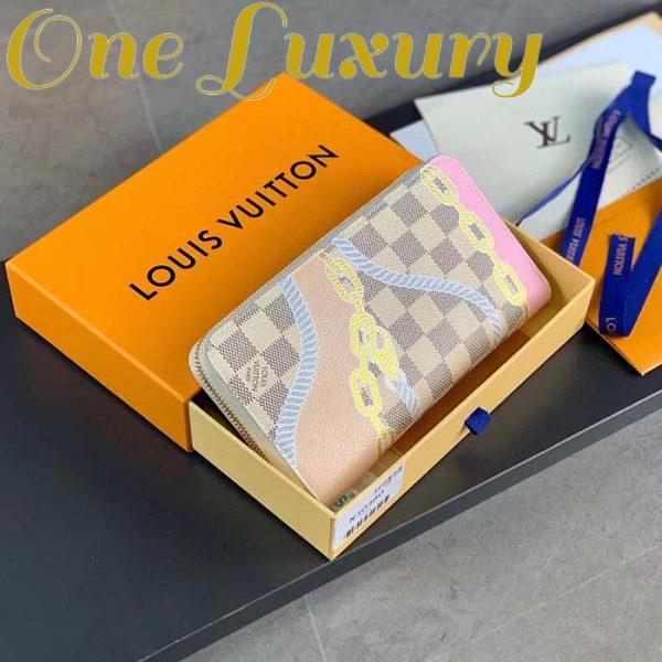 Replica Louis Vuitton LV Unisex Zippy Wallet Damier Azur Coated Canvas Cowhide Leather 4
