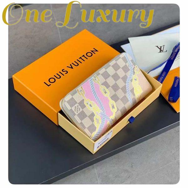 Replica Louis Vuitton LV Unisex Zippy Wallet Damier Azur Coated Canvas Cowhide Leather 5