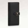 Replica Louis Vuitton LV Unisex Vertical Wallet Black Arizona Taurillon Cowhide Leather