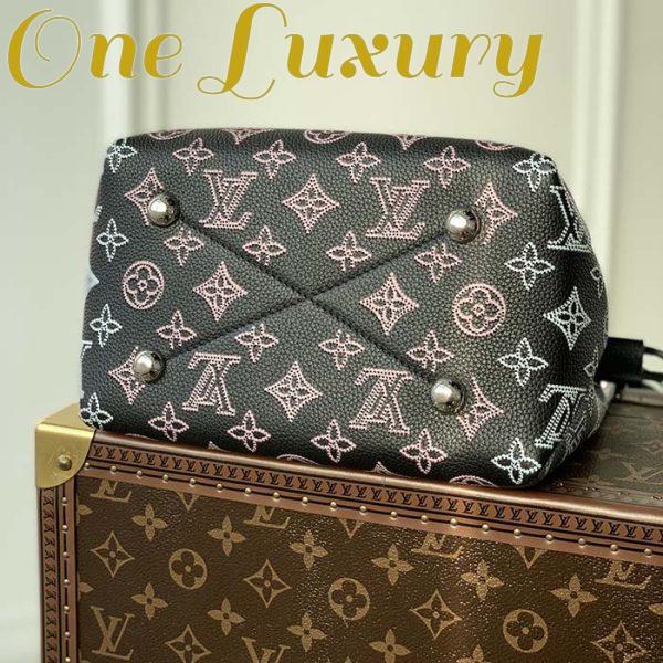 Replica Louis Vuitton LV Women Bella Bucket Bag Black Perforated Mahina Calf Leather 6