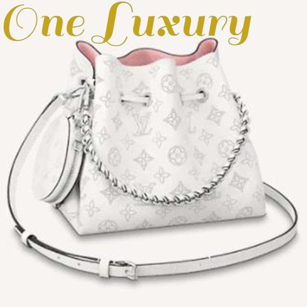 Replica Louis Vuitton LV Women Bella Bucket Bag White Mahina Perforated Calf Leather 2