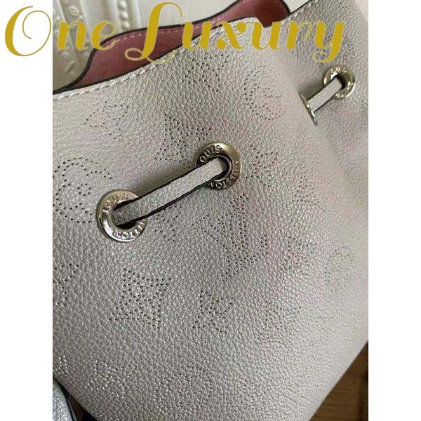 Replica Louis Vuitton LV Women Bella Bucket Bag White Mahina Perforated Calf Leather 11