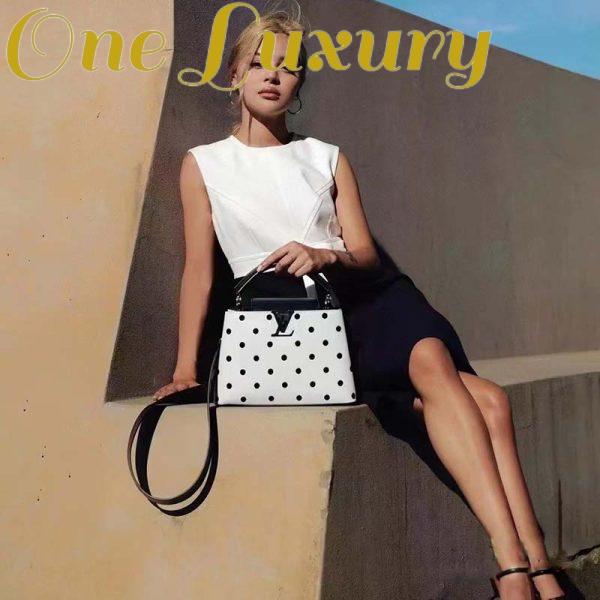 Replica Louis Vuitton LV Women Capucines BB Black White Calfskin Cowhide Leather 13