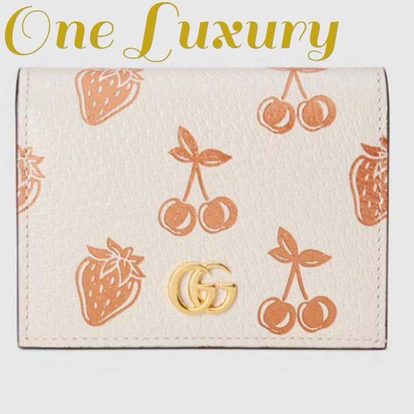 Replica Gucci GG Unisex GG Marmont Berry Card Case Wallet White Double G