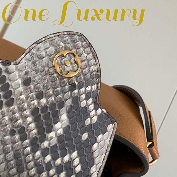 Replica Louis Vuitton LV Women Capucines Mini Handbag Golden Yellow Taurillon Leather Python Skin 11