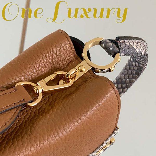Replica Louis Vuitton LV Women Capucines Mini Handbag Golden Yellow Taurillon Leather Python Skin 12