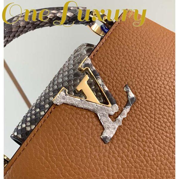 Replica Louis Vuitton LV Women Capucines Mini Handbag Golden Yellow Taurillon Leather Python Skin 13