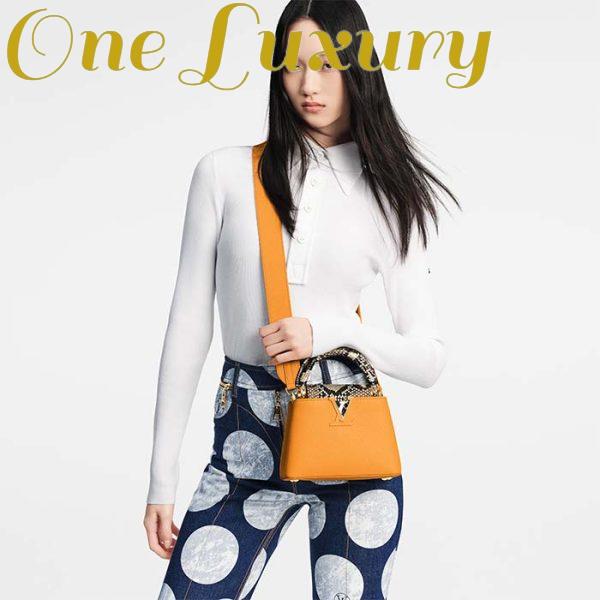 Replica Louis Vuitton LV Women Capucines Mini Handbag Golden Yellow Taurillon Leather Python Skin 15