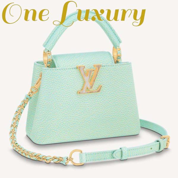 Replica Louis Vuitton LV Women Capucines Mini Handbag Vert D’eau Green Taurillon Leather