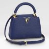 Replica Louis Vuitton LV Women Capucines Mini Menthe Blue Goatskin Ostrich Leather Monogram Flower