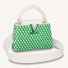 Replica Louis Vuitton LV Women Capucines Mini White Green Taurillon Leather Textile Embroidery