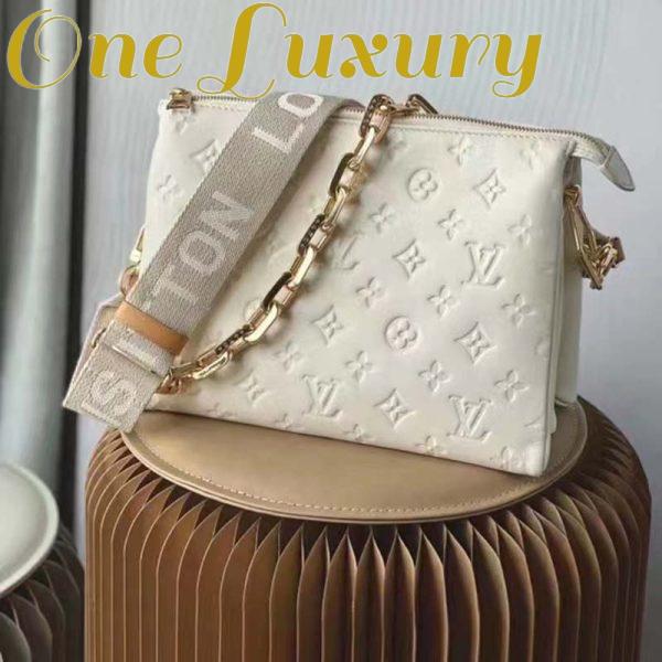 Replica Louis Vuitton LV Women Coussin PM Handbag Cream Monogram-Embossed Puffy Lambskin Calfskin 3